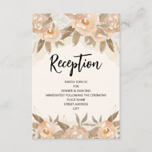 Rustikale Pfirsich-Aquarell-Blumen-Hochzeitsempfan Begleitkarte
