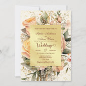 Rustikale Pfirsich- und Gold-Blume zum Hochzeitsem Einladung (Vorderseite)