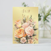 Rustikale Pfirsich- und Goldblumenhochzeit Begleitkarte (Stehend Vorderseite)