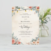 Rustikale Pfirsichbläschen Einladung (Stehend Vorderseite)