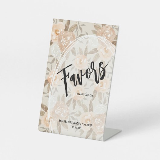 Rustikale PfirsichBlume Brautparty Sockelschild (Vorderseite)