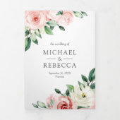 Rustikale Pfirsichblüte in einem QR-Code Hochzeit Dreifach Gefaltete Einladung (Cover)