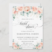 Rustikale Pfirsichblüten Rose Grünes Brautparty Einladung (Vorderseite)