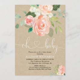 Rustikale Pfirsichblütendusche Einladung