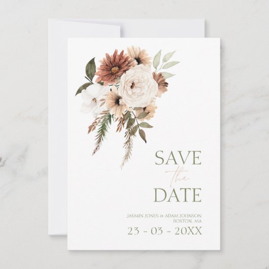 Rustikale Pfirsichblütenhochzeit rettet das Datum (Vorderseite)