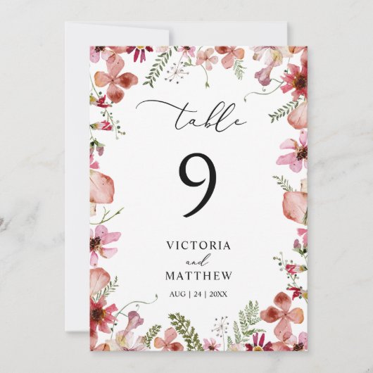 Rustikale Pfirsichblütenhochzeit-Tischnummer (Vorderseite)