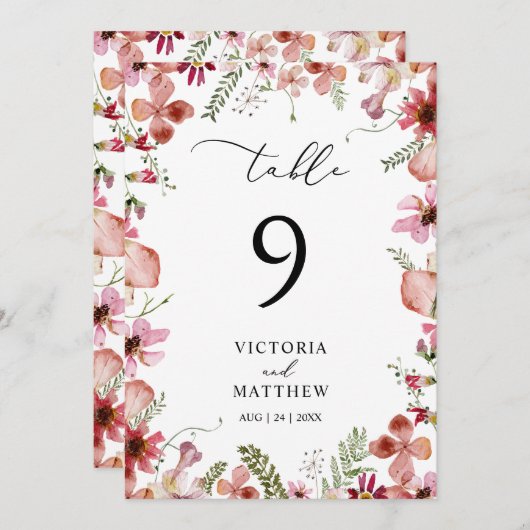 Rustikale Pfirsichblütenhochzeit-Tischnummer (Vorne/Hinten)