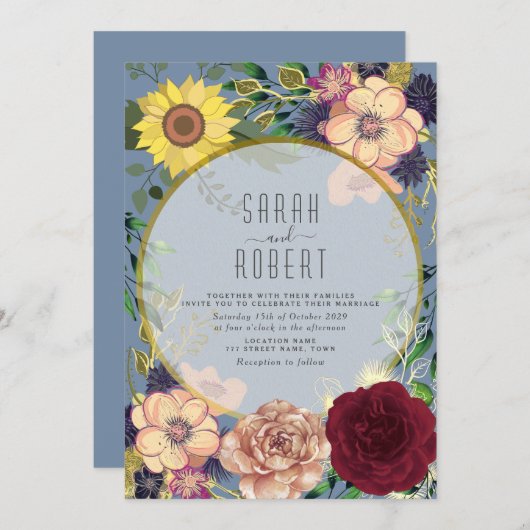 Rustikale Pfirsichblütenpink Einladung zur Hochzei (Vorne/Hinten)