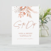 Rustikale Pfirsichbraun Blätter Hochzeit Einladung (Stehend Vorderseite)