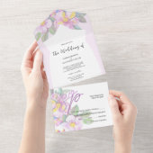 Rustikale Pfirsichfarben Blume Kunst, Dichtung und All In One Einladung (Abreißen)