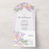 Rustikale Pfirsichfarben Blume Kunst, Dichtung und All In One Einladung (Innen Boden)