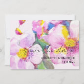 Rustikale Pfirsichfarben Blume Kunst, Dichtung und Save The Date (Vorderseite)