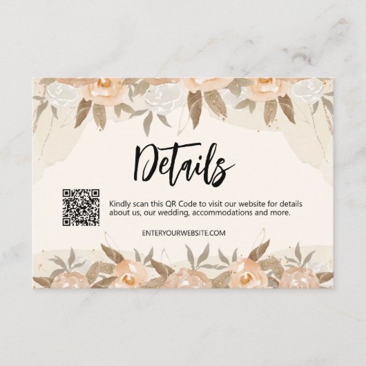 Rustikale Pfirsichfarben - Blumendetails Begleitkarte (Vorderseite)