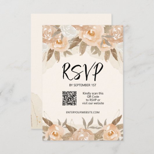 Rustikale Pfirsichhochzeit RSVP Karte (Vorne/Hinten)
