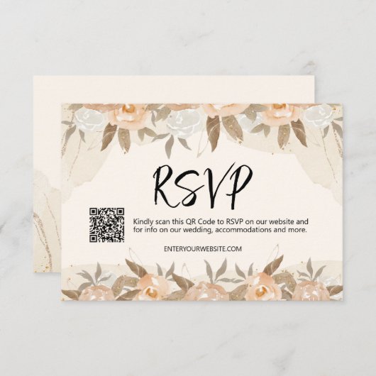 Rustikale Pfirsichhochzeit RSVP Karte (Vorne/Hinten)
