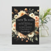 Rustikale Pfirsichhochzeit Save The Date (Stehend Vorderseite)