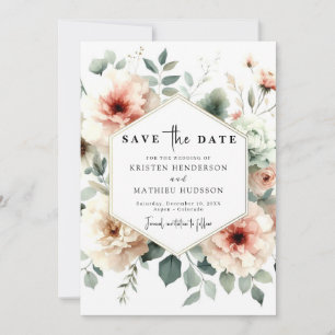 Rustikale Pfirsichhochzeit Save The Date
