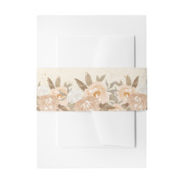 Rustikale Pfirsichknöpfe Blume Einladung Bauchband Einladungsbanderole