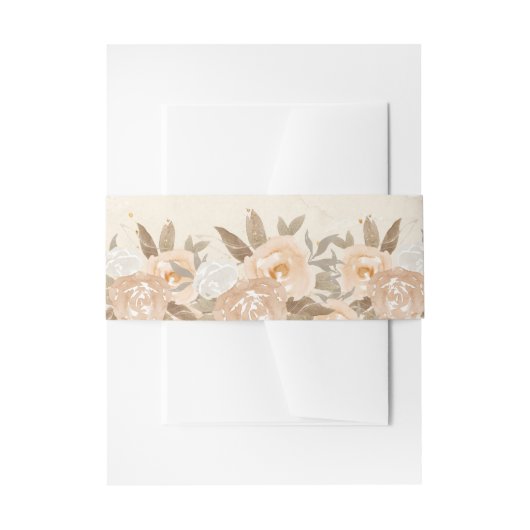 Rustikale Pfirsichknöpfe Blume Einladung Bauchband Einladungsbanderole (Vorderseite Beispiel)