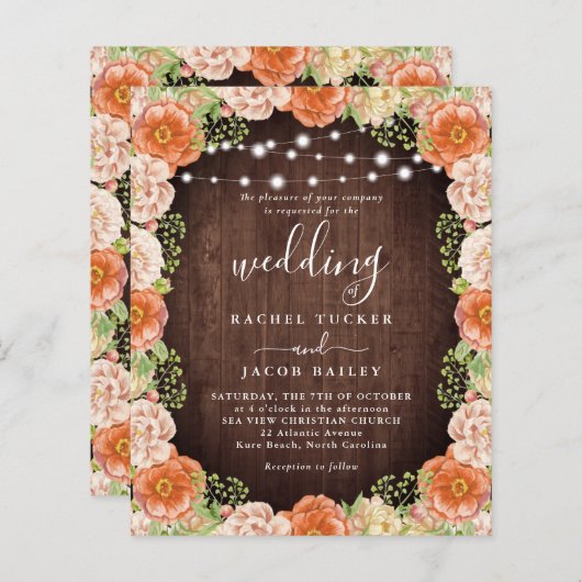 Rustikale Pfirsichkorallen Hochzeit im Herbst (Vorne/Hinten)