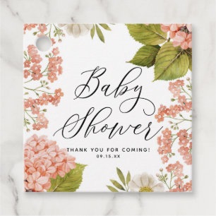 Rustikale Pfirsichwasser Hydrangeas Babydusche Geschenkanhänger