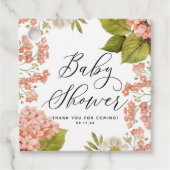 Rustikale Pfirsichwasser Hydrangeas Babydusche Geschenkanhänger (Vorderseite)