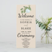 Rustikale Pflanze Blätter Almond Wedding Programm (Stehend Vorderseite)