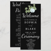 Rustikale Pflanze Blätter Black Wedding Programm (Vorne/Hinten)