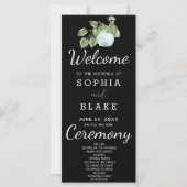 Rustikale Pflanze Blätter Black Wedding Programm (Vorderseite)