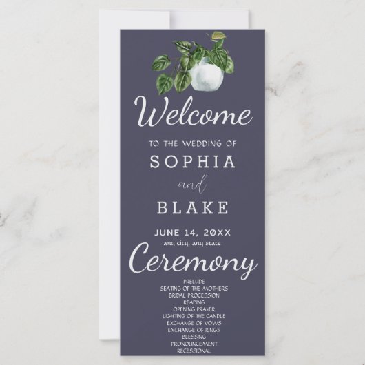 Rustikale Pflanze Blätter Hochzeitskalender (Vorderseite)