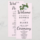 Rustikale Pflanze Blätter Lila Hochzeitsprogramm (Vorne/Hinten)
