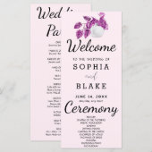 Rustikale Pflanze Blätter Lila Hochzeitsprogramm (Vorne/Hinten)
