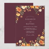 Rustikale Pflaume-Ocker-Wildblumen-Hochzeit Einladung (Vorne/Hinten)