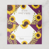 Rustikale Pflaume Sonnenblumen Tischnummer Platzka Platzkarte (Außenseite Aufgefaltet)