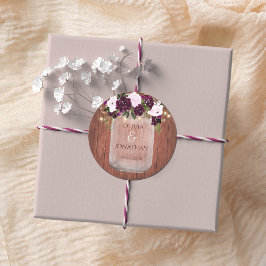 Rustikale Pflaumenmason Jar Lights Hochzeit Runder Aufkleber