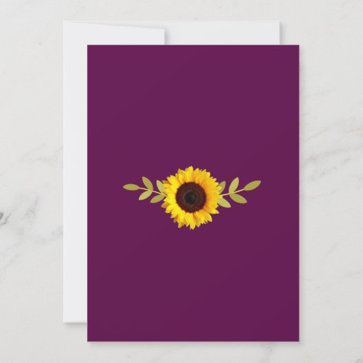 Rustikale Pflaumensonnenblume Einladung (Rückseite)