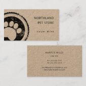 Rustikale Pfoten-Logo Groomer kraft Visitenkarte (Vorne/Hinten)