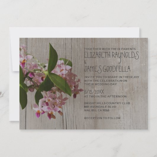 Rustikale Phalaenopsis Orchid Wedding Einladungen (Vorderseite)