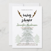 Rustikale Pine and Antler Baby Dusche Einladung (Vorderseite)