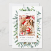 Rustikale Pine Berries Foto Weihnachtskarte Feiertagskarte (Vorderseite)