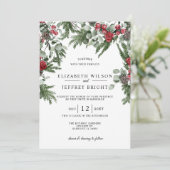 Rustikale Pine Berries Winterweihnachtsfeier Einladung (Stehend Vorderseite)