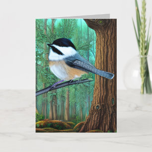 Rustikale Pine Chickadee Dankeskarte