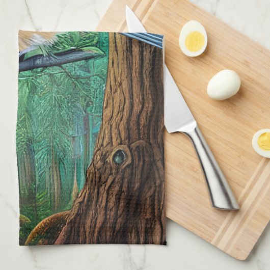 Rustikale Pine Chickadee Geschirrtuch (Viertel Falte)