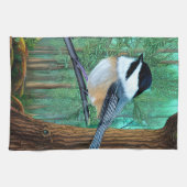 Rustikale Pine Chickadee Geschirrtuch (Horizontal)