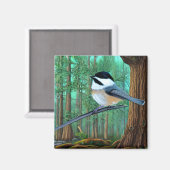 Rustikale Pine Chickadee Magnet (Vorderseite/Rückseite)