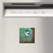Rustikale Pine Chickadee Magnet (In Situ (Geschirrspüler))