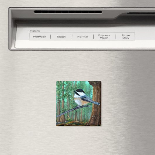 Rustikale Pine Chickadee Magnet (In Situ (Geschirrspüler))