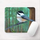 Rustikale Pine Chickadee Mousepad (Mit Mouse)