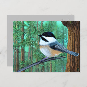 Rustikale Pine Chickadee Postkarte