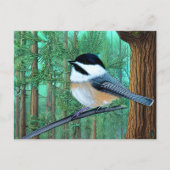 Rustikale Pine Chickadee Postkarte (Vorderseite)